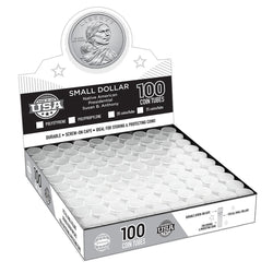 Round Presidential Dollar (26.5mm) Crystal Clear Polystyrene Coin Tubes-Box 100