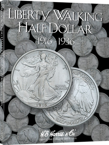 H.E. Harris & Co. US Walking Liberty Half Dollar Coin Folder 1916-1936 #2693