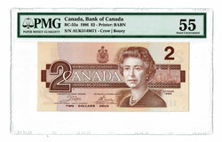 Canada 2 Dollars 1986 BC-55a / P-94a PMG 55 About Uncirculated - Graded Banknote