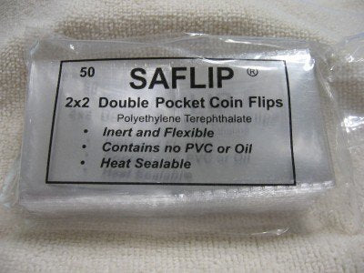 SAFLIP Double Pocket Safety Coin Flips (2" x 2", 50 Flips)