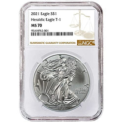 2021 American Eagle (Type I Reverse) One Ounce Silver Bullion Dollar MS70 NGC