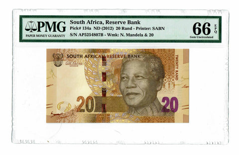 South Africa "Nelson Mandela" 20 Rand ND (2012) P-134 PMG 66 EPQ Gem Uncirculated - Graded Banknote