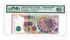 Argentina "Eva Perón" 100 Pesos ND (2016) PMG 65 EPQ Gem Uncirculated - Graded Banknote ✵ Unlisted ✵