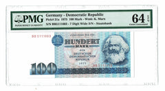 East Germany "Karl Marx" 100 Mark DDR 1975 P-31a PMG 64 EPQ Choice Unirculated - Graded Banknote