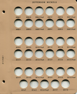 Dansco Jefferson Nickels Page 1 for Album 8114