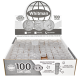 Round Quarter (24.3mm) Crystal Clear Polystyrene Coin Tubes - Box 100