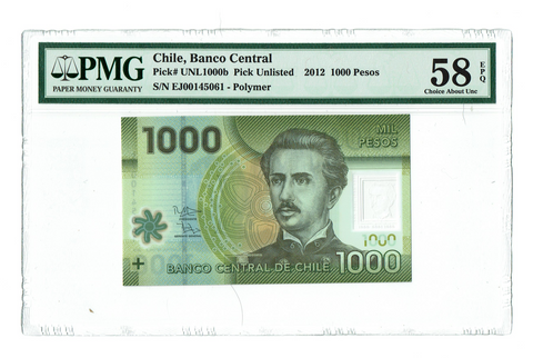 Chile 1000 Pesos 2012 Unlisted (P-161c) PMG 58 EPQ Choice Uncirculated - Graded Banknote