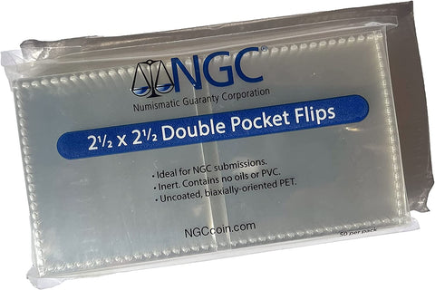 NGC Double Pocket 2.5 x 2.5 Coin Submission Flips - PVC Free