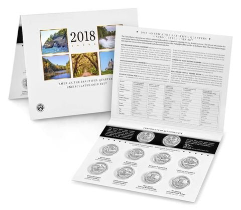 2018 P & D America the Beatiful Quarters Uncirculated Coin Set US Mint Packaged